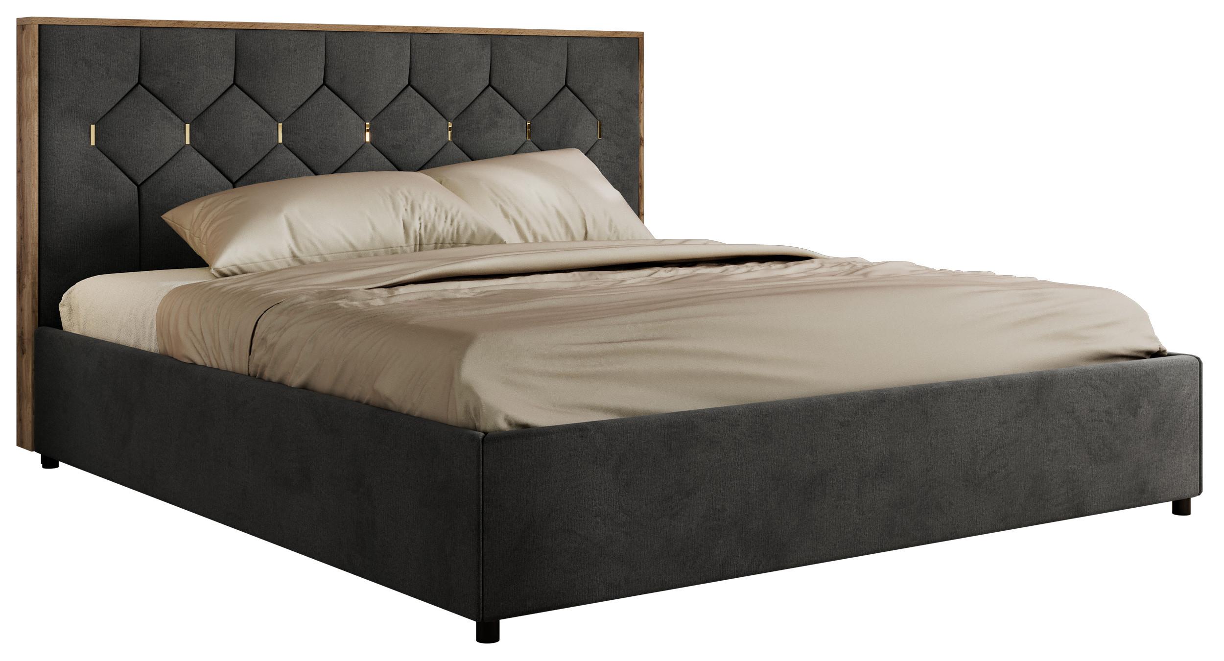 POLSTERBETT LARINO CLASSIC 180/200 - Dunkelgrau Velvet - ohne Matratze - Dunkelgrau, Textil (180/200cm) - MKS