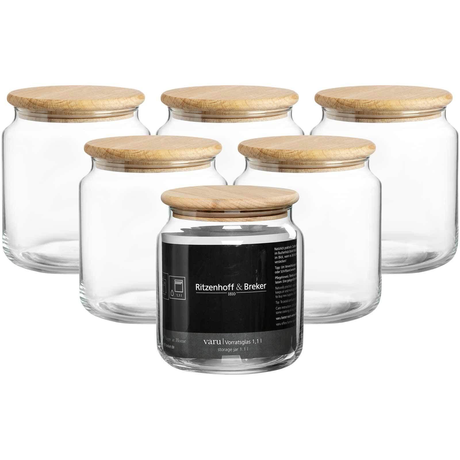 VORRATSGLÄSER Varu transparent 1,1 l 6er Set - Transparent, Glas (12/13/12cm) - Ritzenhoff Breker