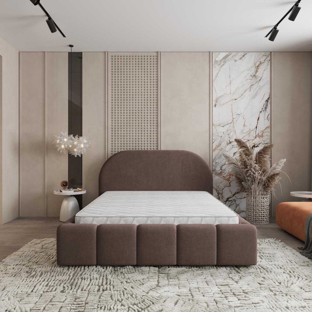POLSTERBETT FLUSSO 180x200 cm mit Bettkästen - Braun - Braun, Holz (180/200cm) - MASSENO