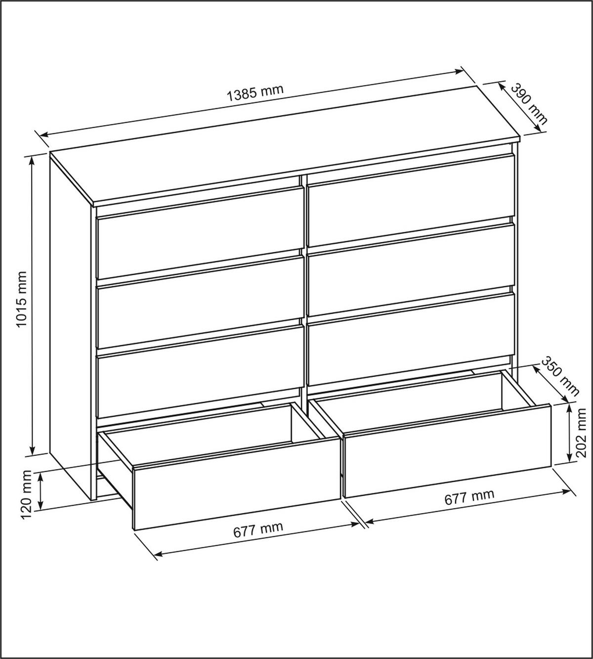 KOMMODE Schwarz 139/102/39 - Schwarz, Holzwerkstoff (139/102/39cm) - RAUMHIRSCH FURNITURE