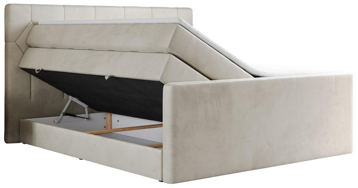 BOXSPRINGBETT KING EIGAR 200/200 Beige Velvet - H4 - Beige, Holz/Textil (200/200cm) - MKS
