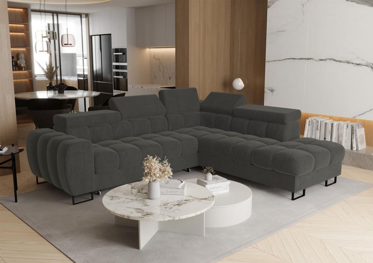 ECKSOFA Bastien Max Mit Schlaffunktion - Grau, Holzwerkstoff/Textil (260/225cm) - Fun Möbel