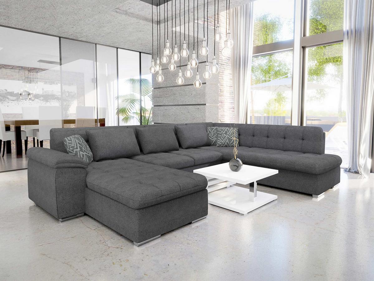 WOHNLANDSCHAFT Niko Bis Premium, Seite: Links - Dunkelgrau, Holz/Textil (348/76/205cm) - MIRJAN24