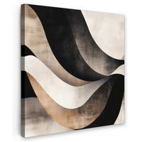 LEINWANDBILD Abstrakt - Wellen - Schwarz - Verwittert Deko Wohnzimmer 20x20 cm - Trüffeleichefarben, Textil (20/20cm) - MuchoWow