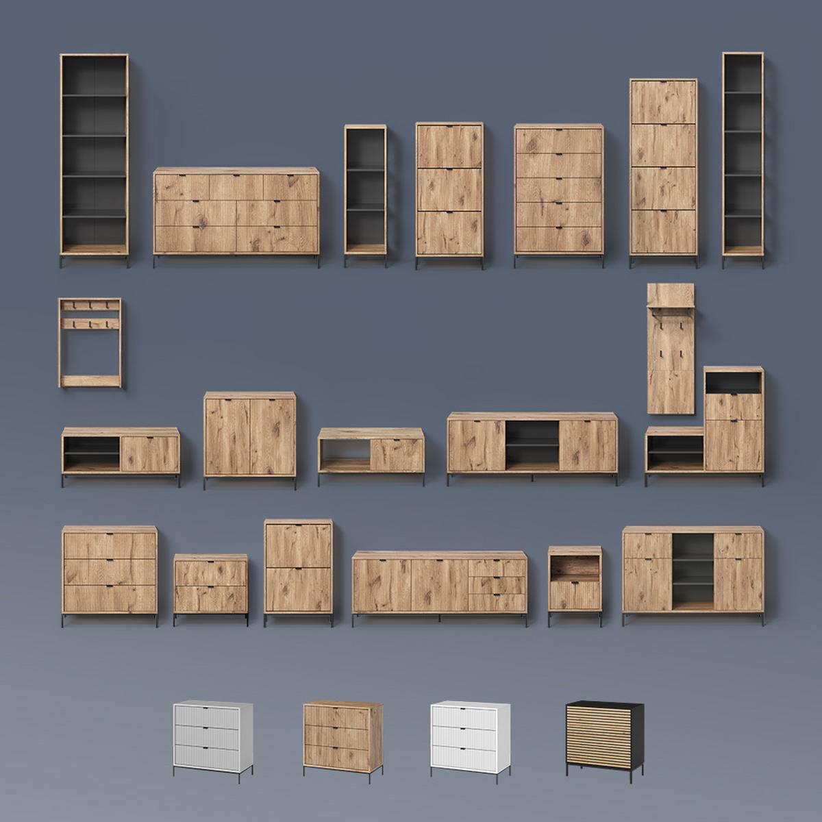 KOMMODE Aterno Goldkraft Eiche/Anthrazit 80 x 81.2 cm 2 Schubladen - Honigeiche/Anthrazit, Holzwerkstoff (80/81.2/40cm) - Livinity®
