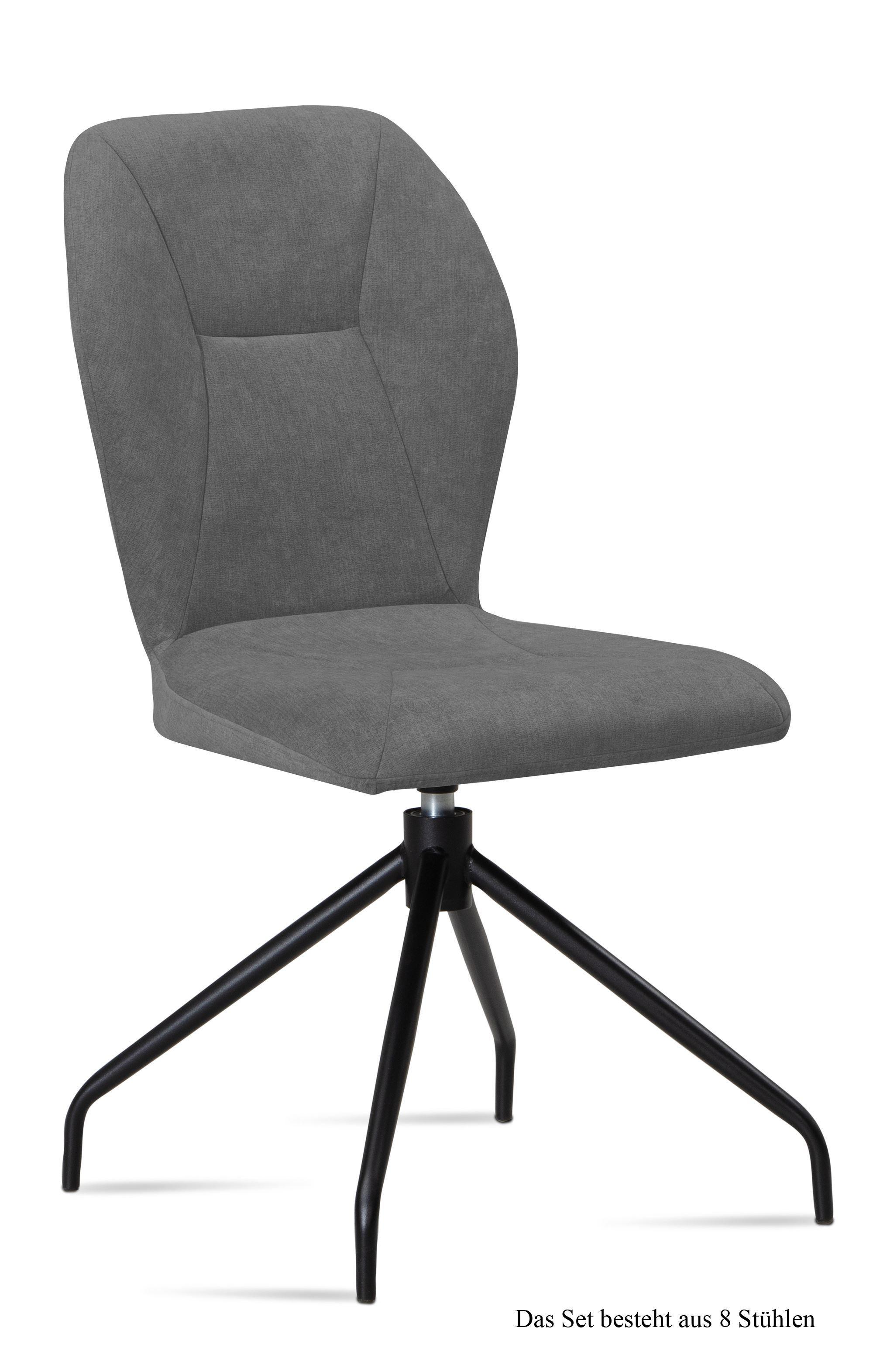 ESSZIMMERSTUHL drehbar (8er-Set) Dorene 51x92x60 Schwarz/Grau - Schwarz/Grau, Kunststoff (60/92/51cm) - 58aufmkessel