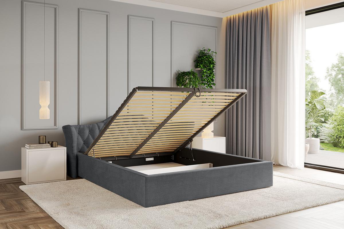 POLSTERBETT mit Bettkasten und Lattenrost, Boxbett ohne Matratze - ZORAN-V1 120x200 Dunkelgrau - Anthrazit, Holzwerkstoff/Textil (120/200cm) - ALTDECOR