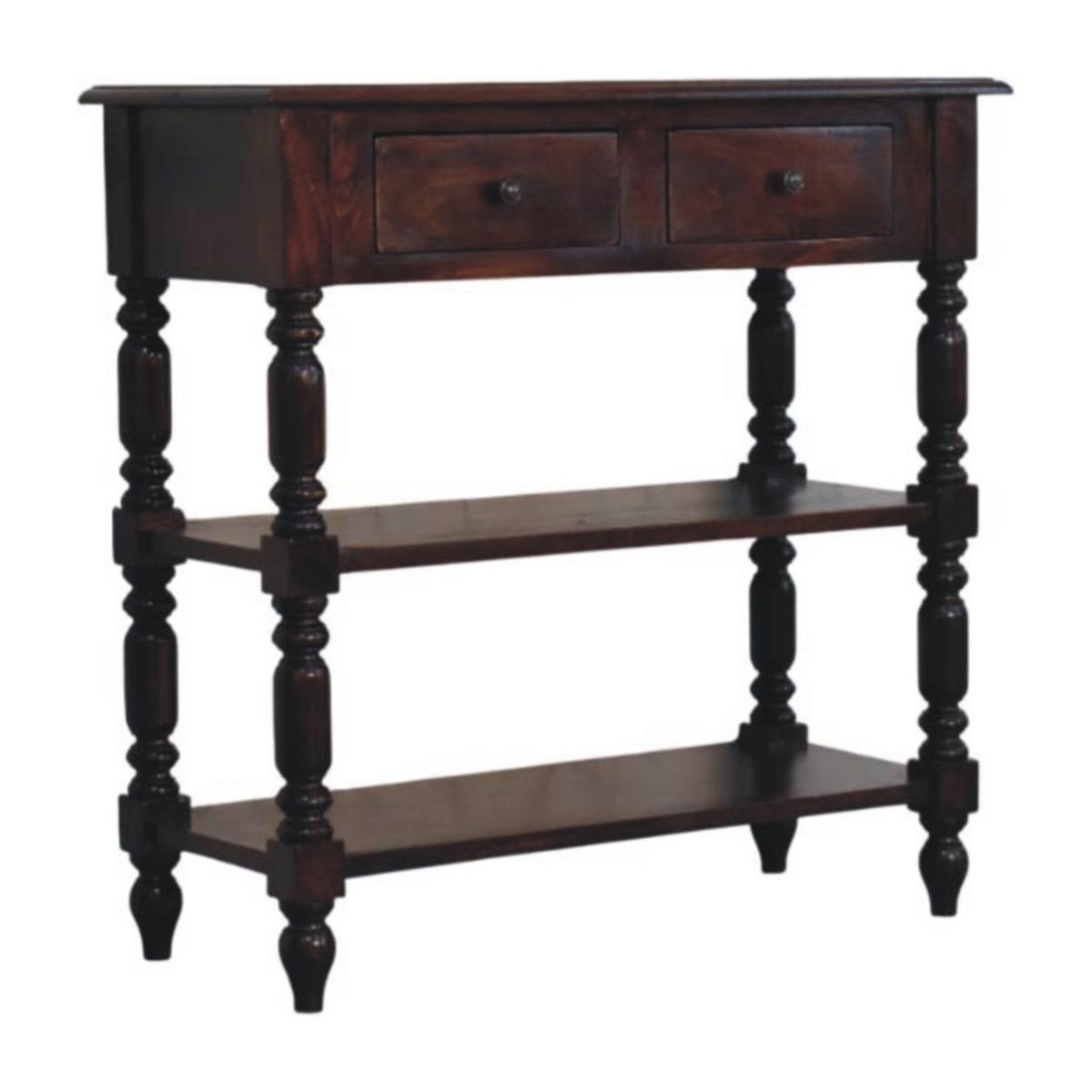 BEISTELLTISCH Rich-Cherry-Finish, 2 Schubladen, 2 große offene Regale, Dunkelbraun - Dunkelbraun, Holz (80/35/80cm) - Artisan Furniture