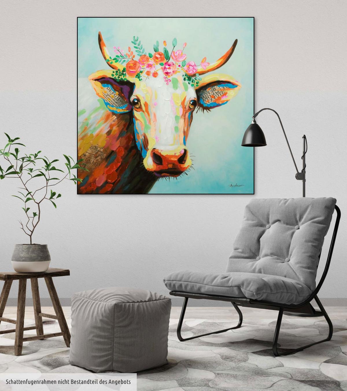 ÖLGEMÄLDE 80/80 cm - Blau/Braun, Holz/Textil (80/80cm) - KUNSTLOFT