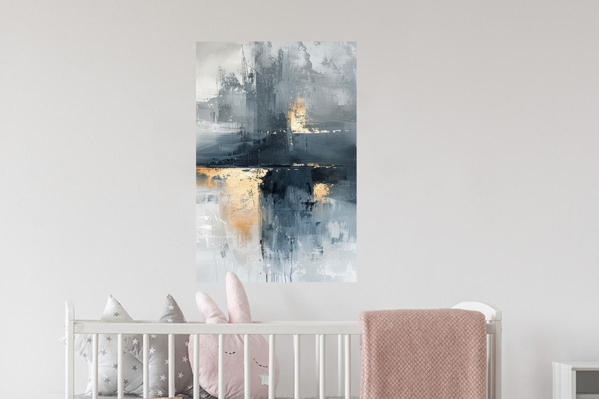 WANDTATTOO Kunst - Grau - Gold - Abstrakt Wandbild 40x60 cm - Dunkelgrau, Kunststoff (40/60/0.1cm) - MuchoWow