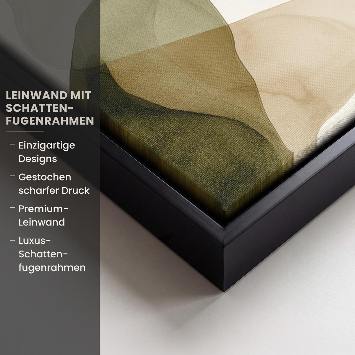 LEINWAND Bilder mit Rahmen - Japandi - Abstrakt - Grün - 40x30 - Salbeigrün, Textil (40/30cm) - MuchoWow