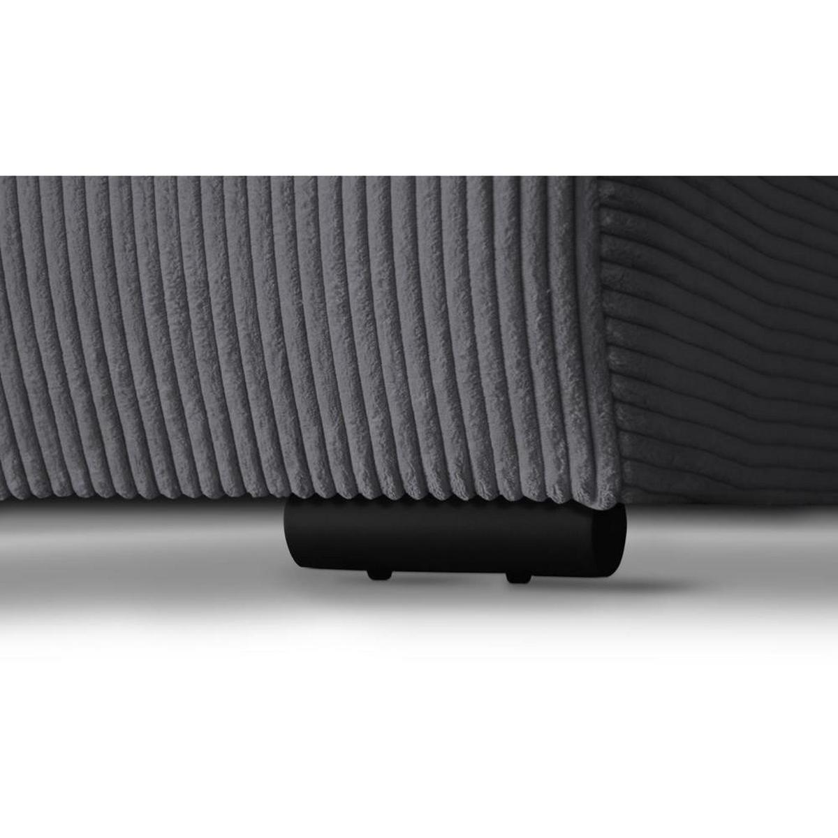 ECKSCHLAFSOFA Benny dunkelgrau rechts - Dunkelgrau/Schwarz, Kunststoff/Textil (271/185cm) - Beautysofa