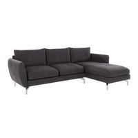 ECKSOFA Elou Graphit Microfaser - Chromfarben/Graphitfarben, Holz/Textil (261/167cm) - S-Style Möbel