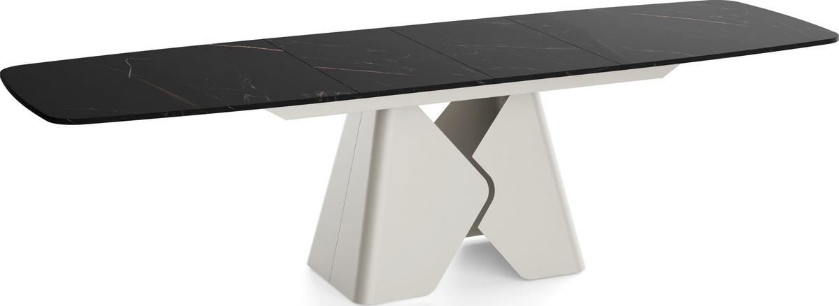 ESSTISCH Vanta rechteckig ausziehbar verlängerbar mit Metallgestell in Kaschmir Grau, Schwarz Marmor Kupfer 200-290/90/76 cm - Schwarz/Kupferfarben, Holzwerkstoff/Metall (90/290/76cm) - WFL GROUP