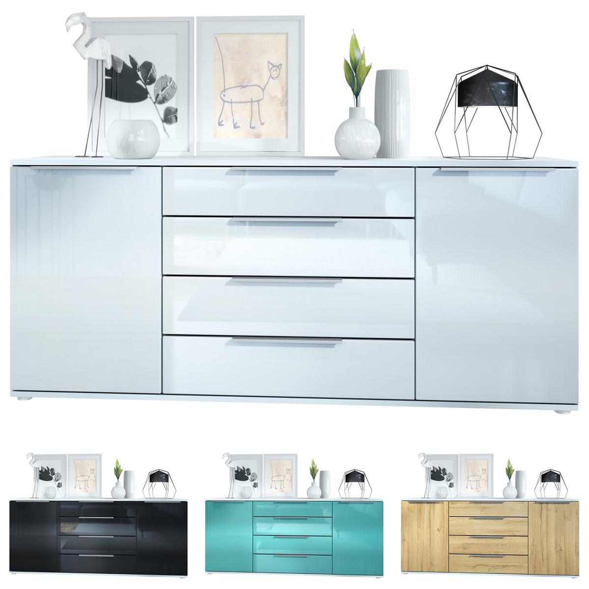 SIDEBOARD Porto Creme Hochglanz - Creme, Holzwerkstoff (166.5/72.5/35cm) - Vladon