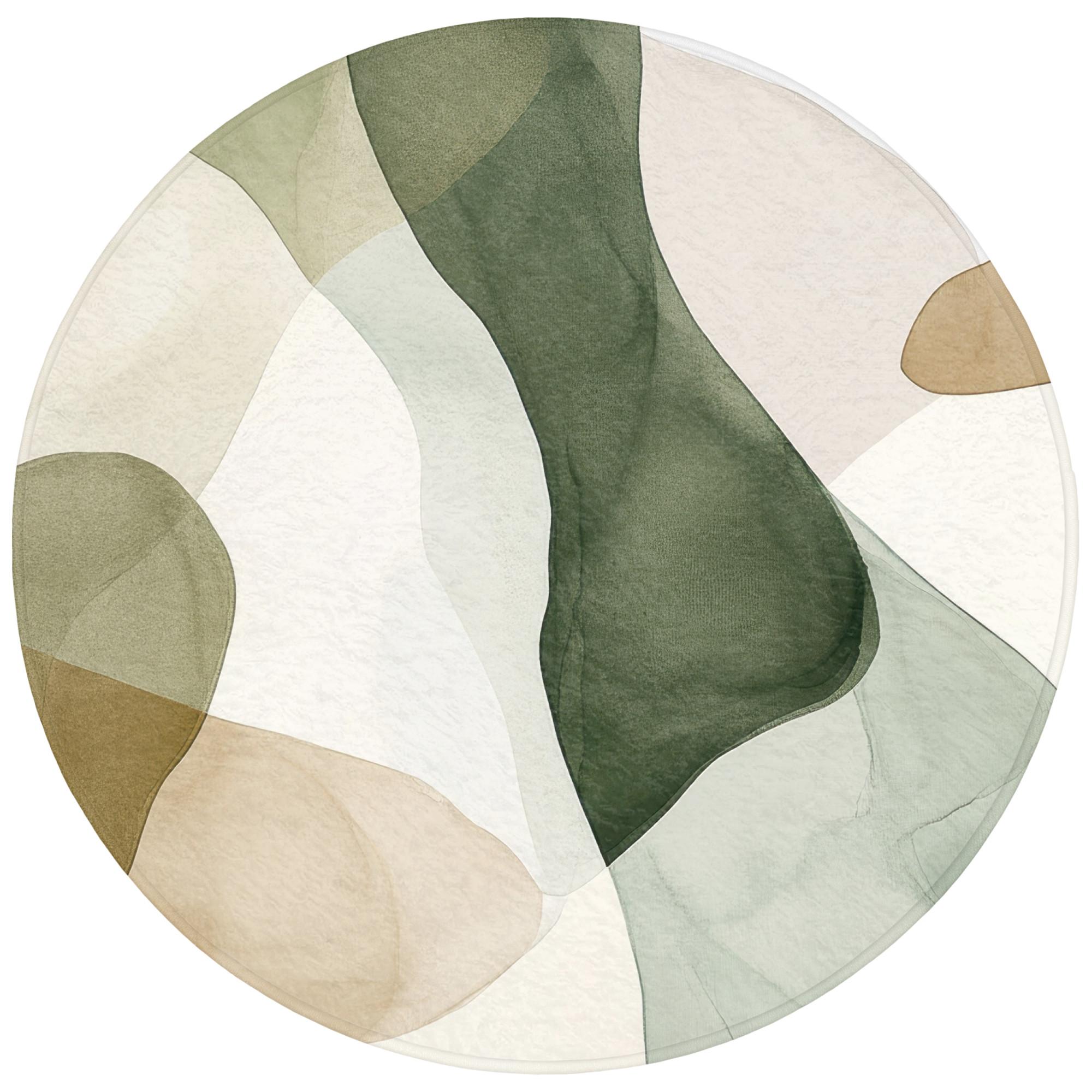 BADEMATTE Japandi - Abstrakt - Grün Badvorleger 70x70 cm - Grün, Textil (70/70cm) - OnlyWow