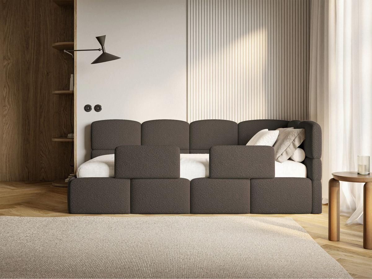 JUGENDBETT Cloudy rechts mit Rausfallschutz Bouclé Braun - Braun, Kunststoff/Textil (90/200cm) - Selsey