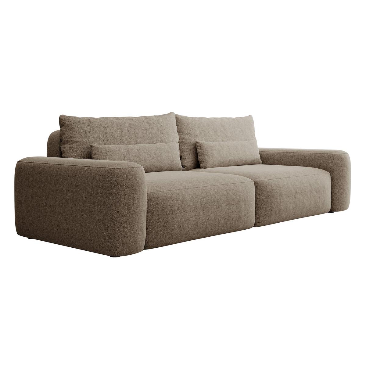SCHLAFSOFA Carnos Hellbraun Chenille - Hellbraun/Schwarz, Kunststoff/Textil (257/82/105cm) - Selsey