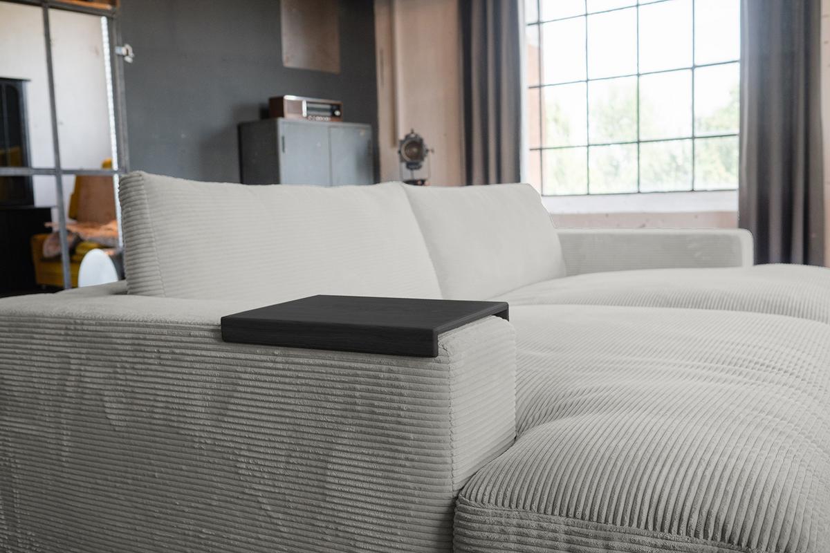 BIG SOFA-SET 7-TLG MADELINE Hellgrau Cord - Hellgrau/Schwarz, Kunststoff/Textil (290/85/170cm) - KAWOLA