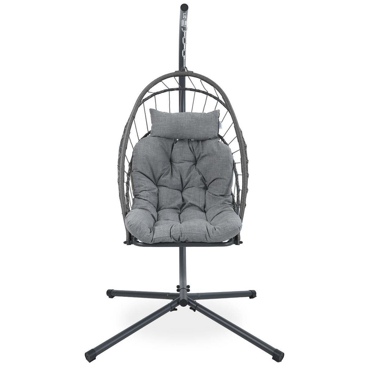 HÄNGESESSEL Mykonos mit stabiler Stahlrahmen, 109 cm, Grau - Grau, Metall (109/192/124cm) - Beautysofa