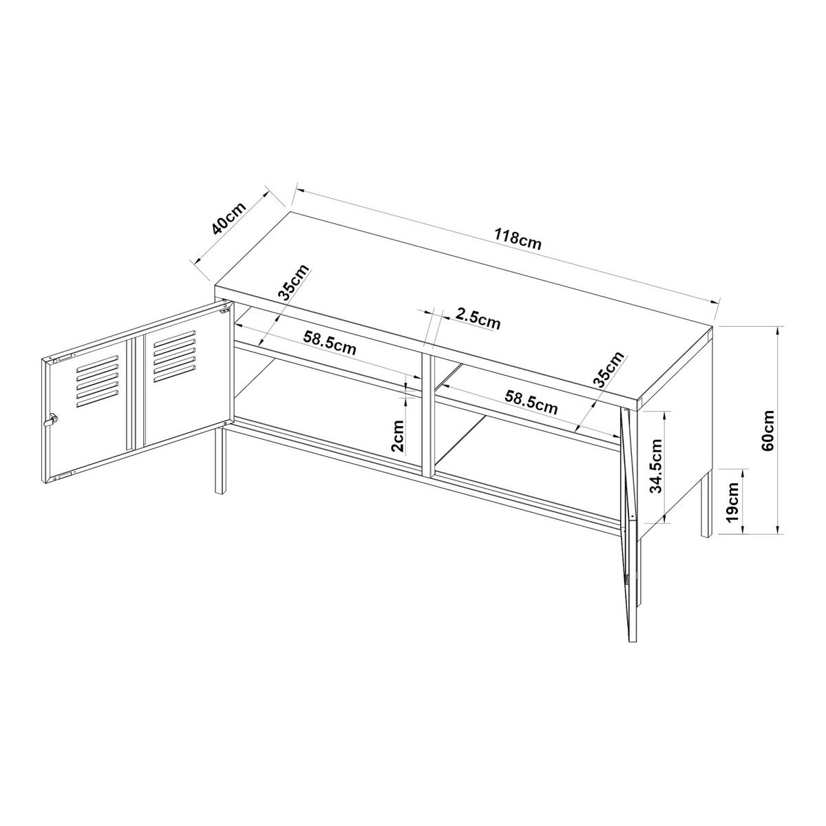 SIDEBOARD Pyhtää - Schwarz, Metall (40/60/118cm) - [en.casa]