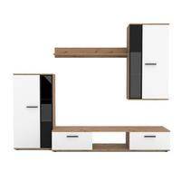 WOHNWAND Formilo Eiche, Artisan Weiß 294/180/40 cm Hochwertige TV Wohnwand - Hellbraun/Weiß, Holzwerkstoff/Kunststoff (294/180/40cm) - AX Living