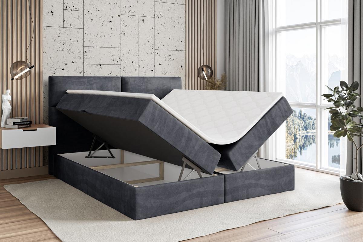 BOXBETT mit Matratze H3 und Lattenrost - BOXI3 - 140x200 cm Dunkelgrau - Dunkelgrau, Holzwerkstoff (140/200cm) - ALTDECOR