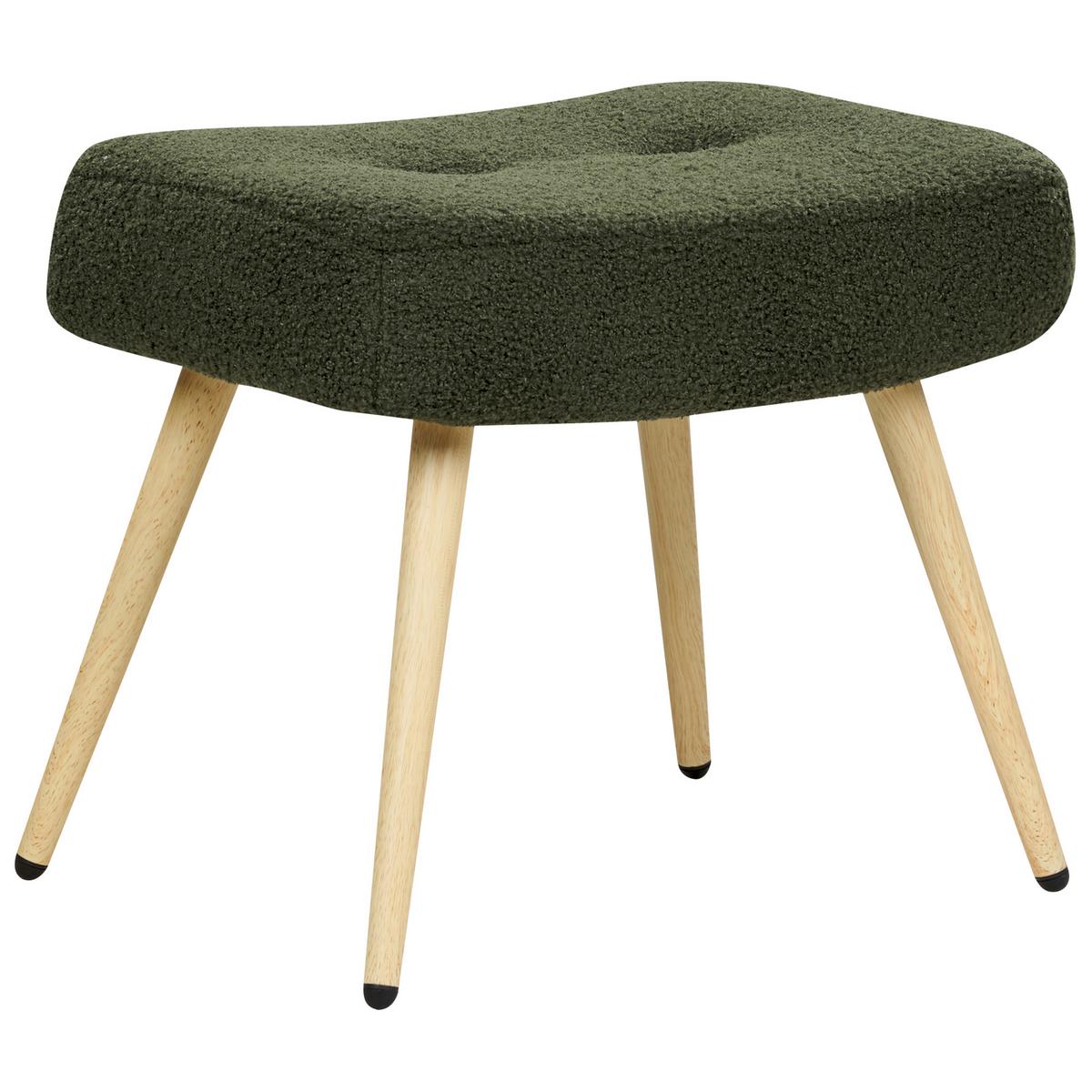 SESSEL Bouclé dunkelgrün mit Hocker Vejle - Hellbraun/Grün, Textil (67/95/52cm) - Beliani
