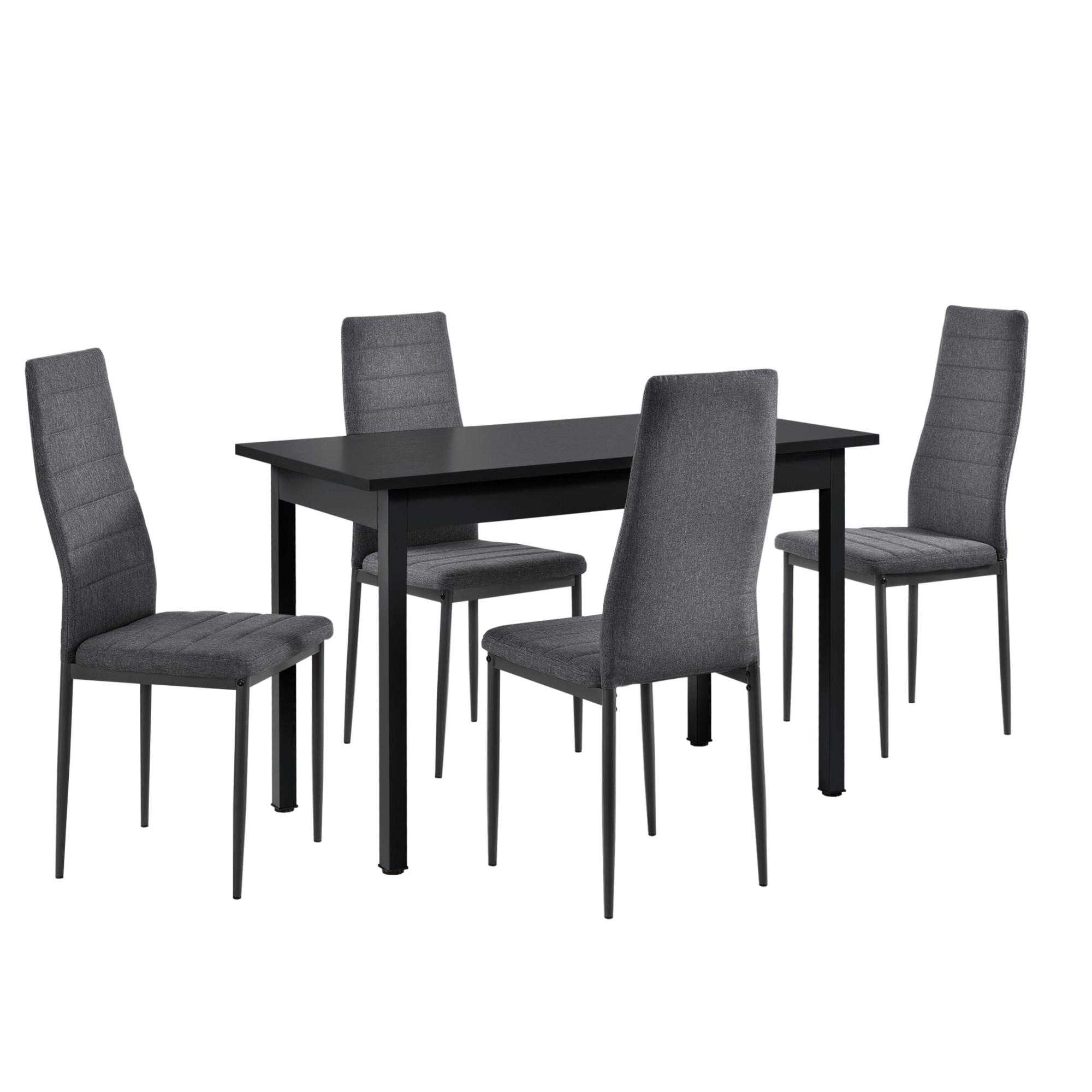ESSGRUPPE Honningsvåg - Schwarz, Holzwerkstoff/Textil (120/75/60cm) - [en.casa]