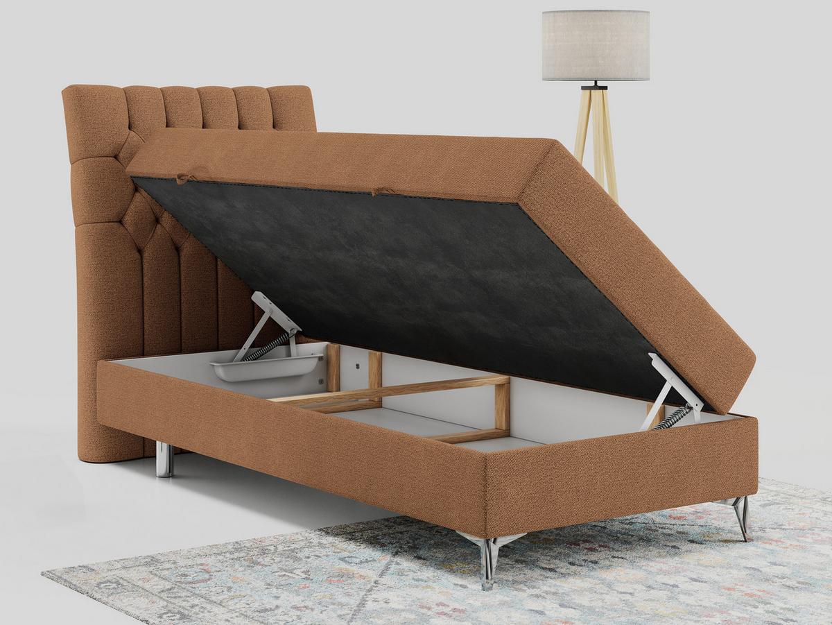 BOXBETT MILEN 90/200 Orange Struktur - H4 - Links Seite - Orange, Holz/Textil (90/200cm) - MKS