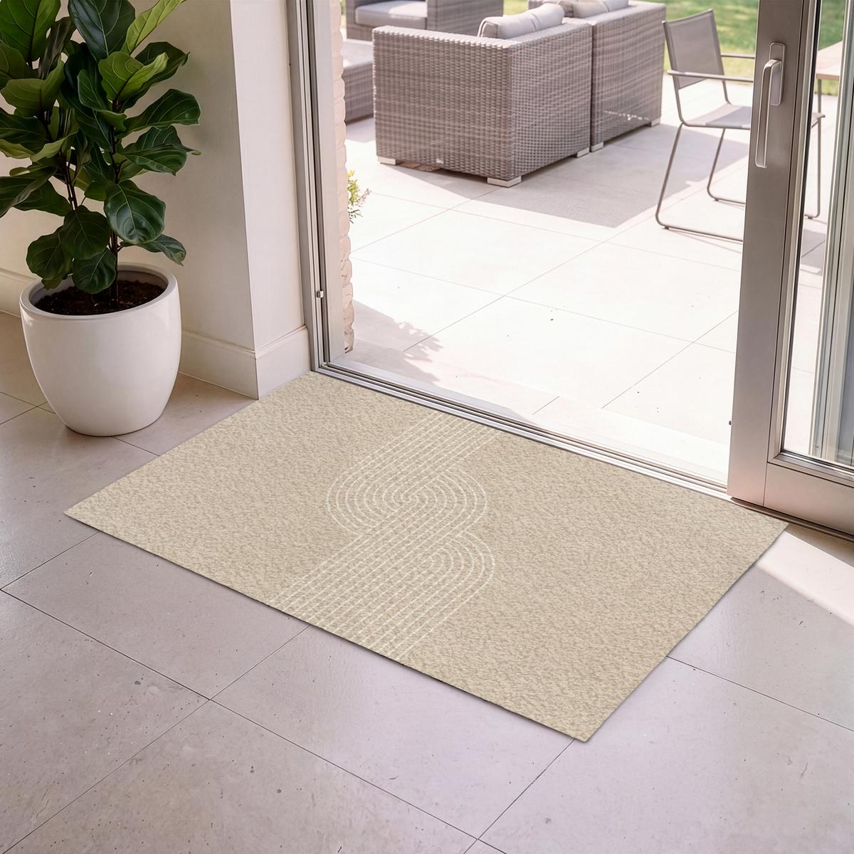 FUSSMATTE Parallele Linien - Leichte Textur - Beige Türmatte 120x80 cm - Beige, Kunststoff (120/0.4cm) - MuchoWow