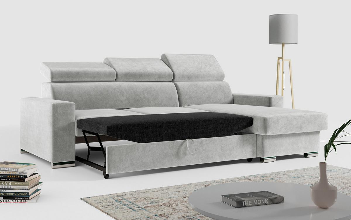 ECKSOFA FOX-L Hellgrau - Silberfarben/Hellgrau, Kunststoff/Textil (242/168cm) - MKS