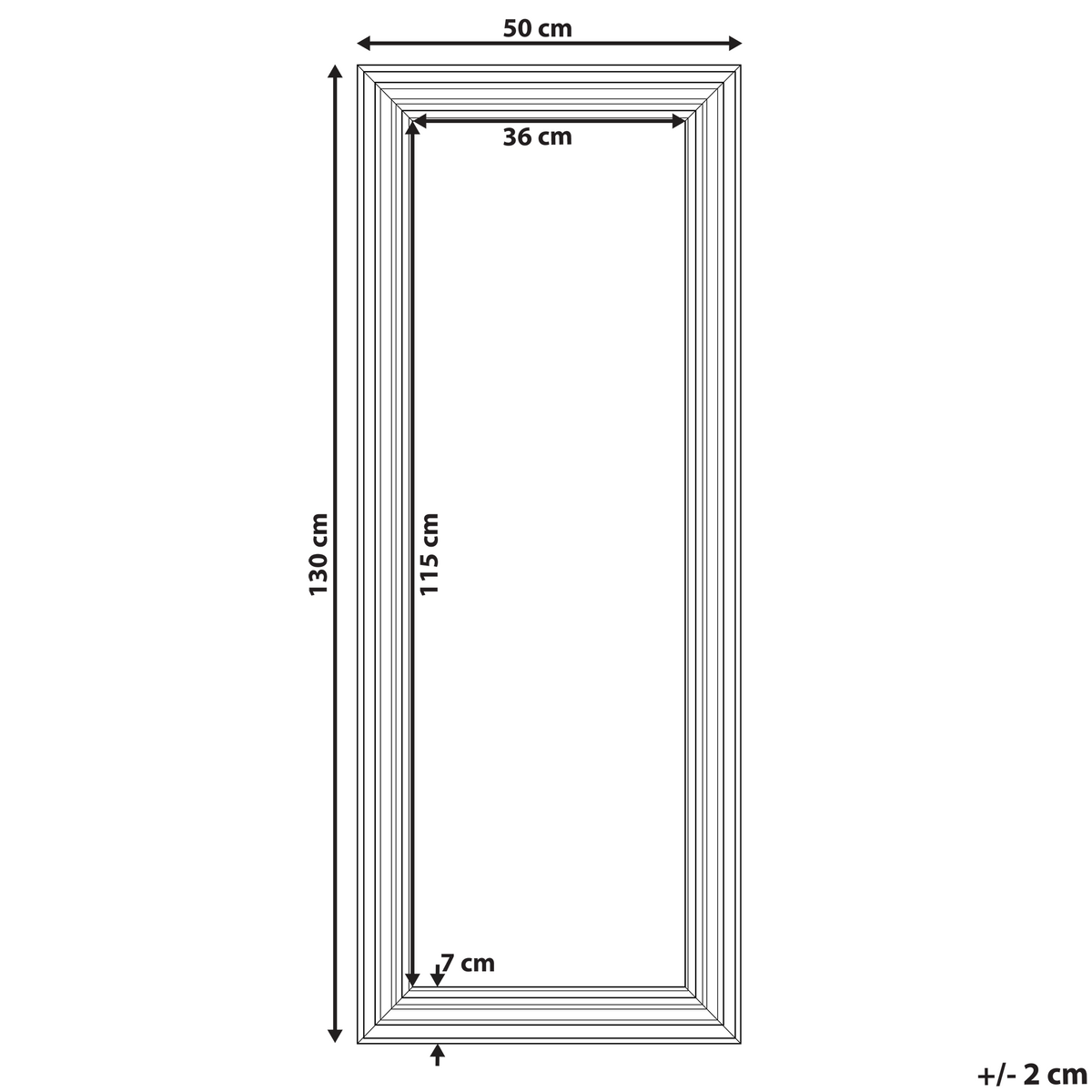 WANDSPIEGEL beige/silber rechteckig 50/130 cm Vertou - Beige/Silberfarben, Kunststoff (50/130/3cm) - Beliani