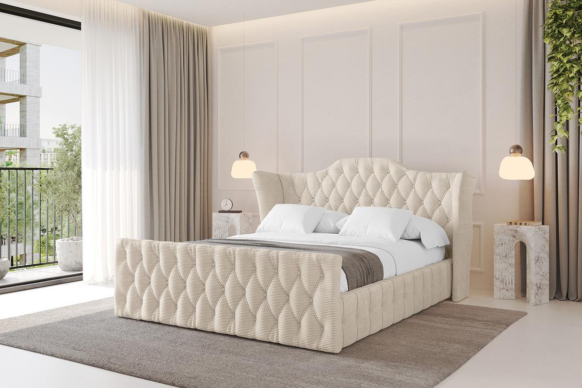 POLSTERBETT mit Bettkasten, Fußteil und Lattenrost, Boxbett ohne Matratze - MODY-Z 120x200 Beige - Creme, Holzwerkstoff/Textil (120/200cm) - ALTDECOR