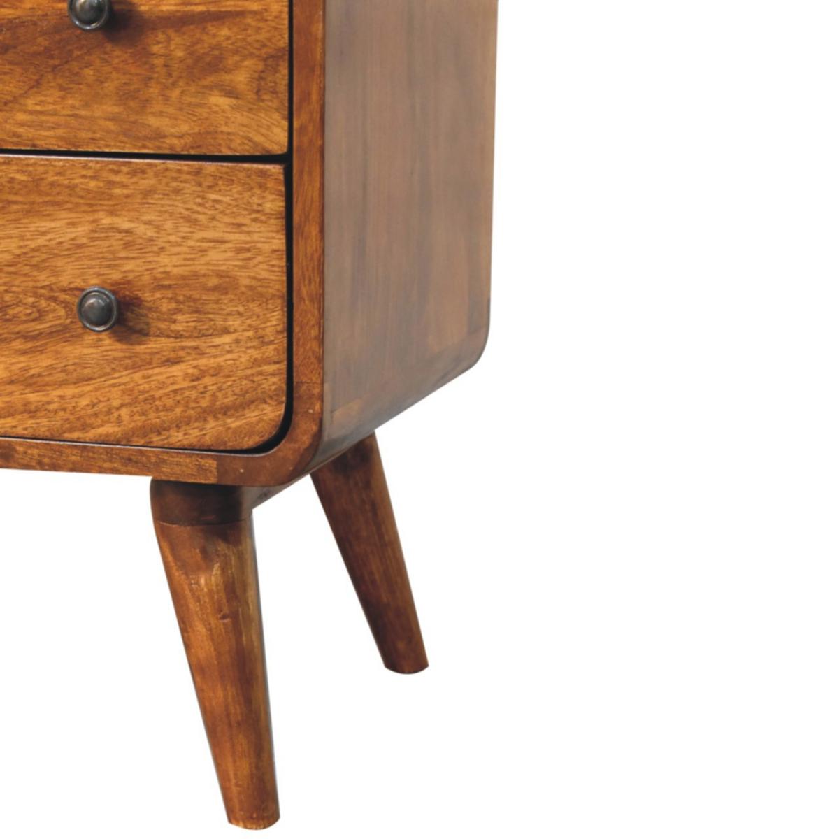 KONSOLE mit abgerundeten Kanten im nordischen Stil, Braun - Messingfarben/Braun, Mangoholz/Holz (70/70/35cm) - Artisan Furniture