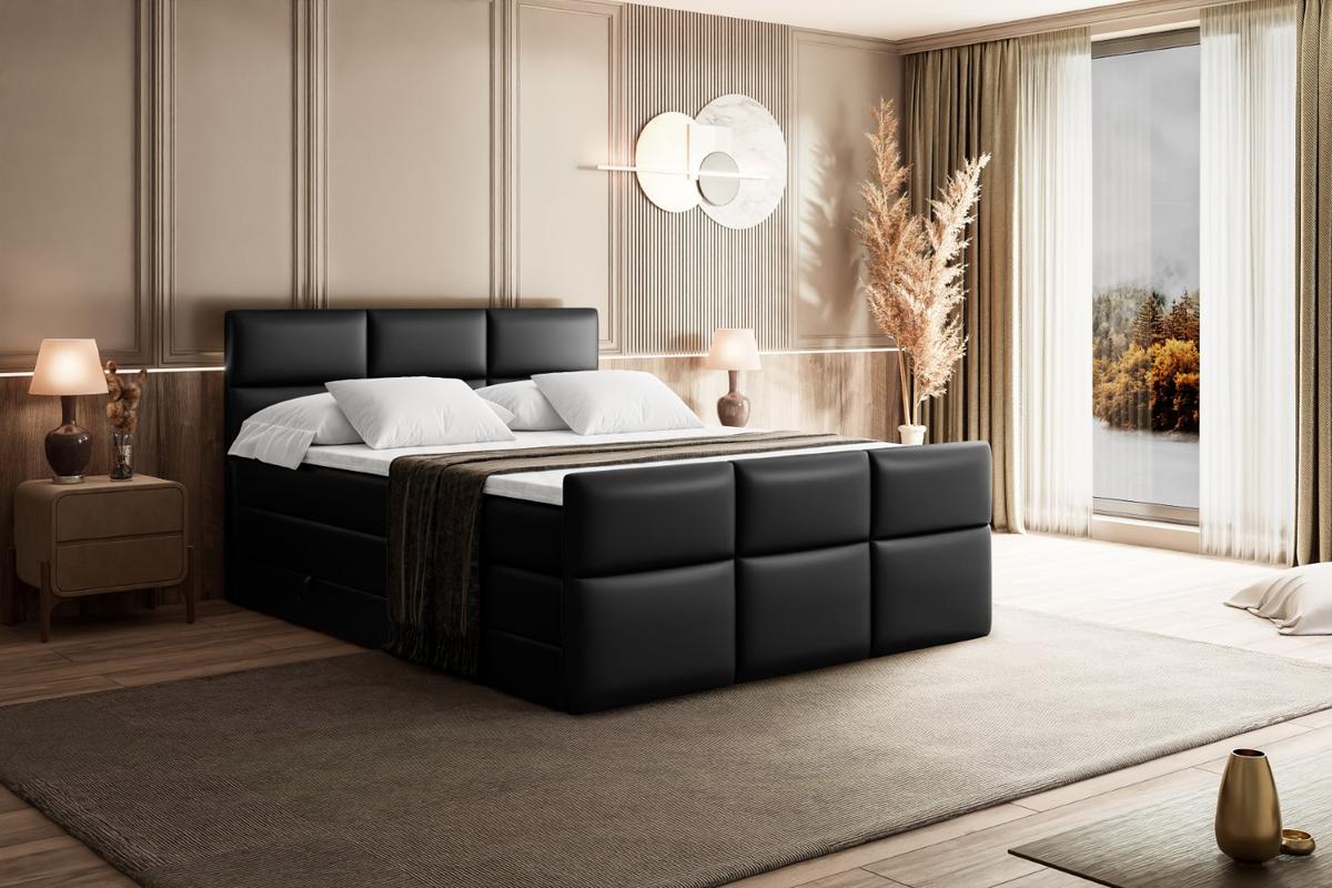 BOXSPRINGBETT OHIO-Z KING - 140x200 - H3/H4 - Schwarz Hochglanz - Schwarz Hochglanz, Holzwerkstoff (140/200cm) - ALTDECOR