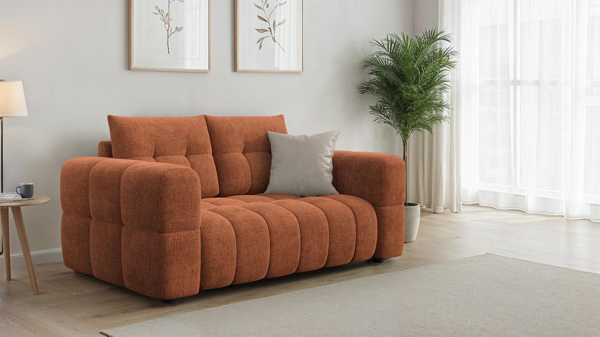 SOFA CLOUDI 2-Sitzer, rostrot - Schwarz/Orange, Holz/Textil (181/89/104cm) - Wozimo