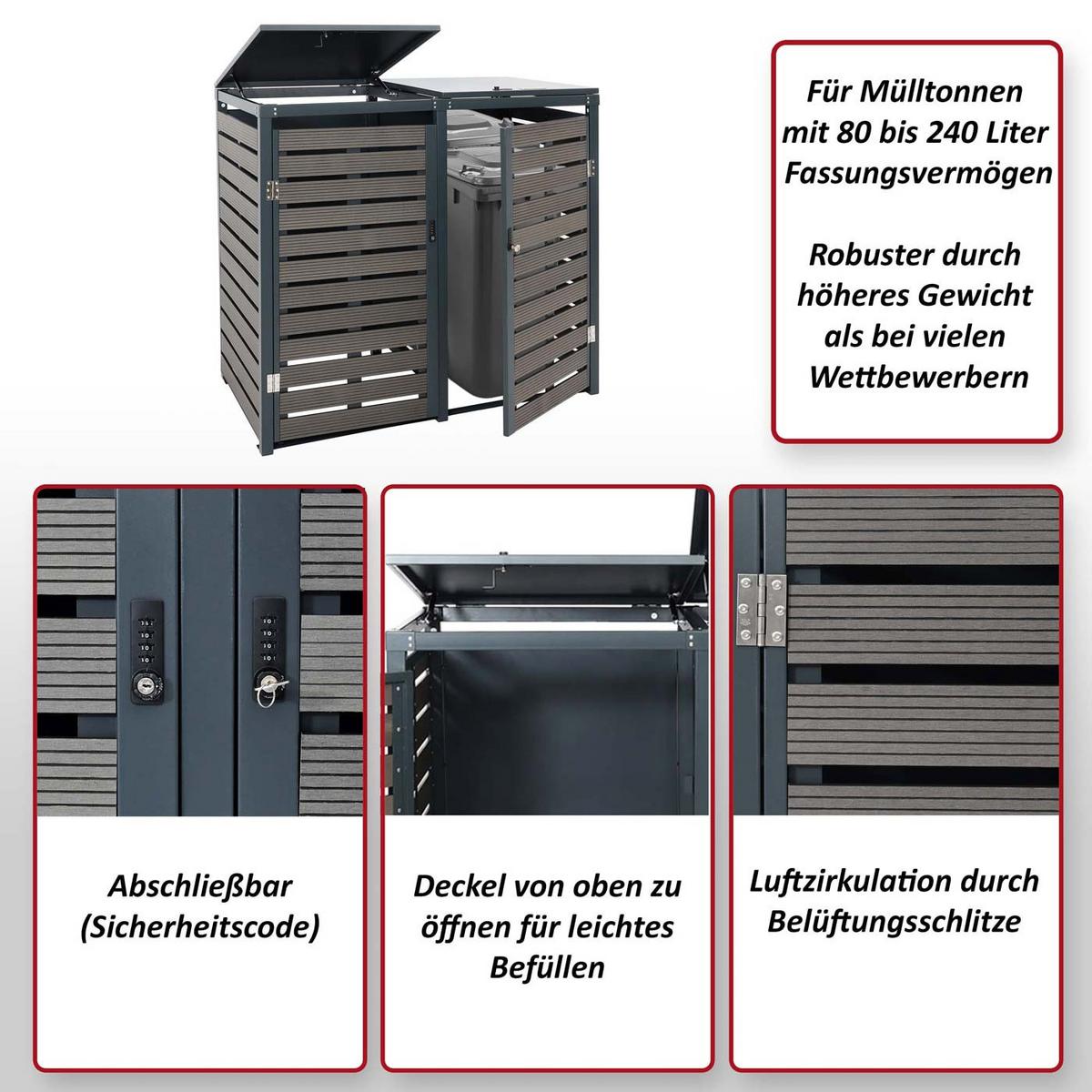 2ER-/4ER-MÜLLTONNENVERKLEIDUNG Anthrazit - Anthrazit, Metall (140/119/102cm) - MCW