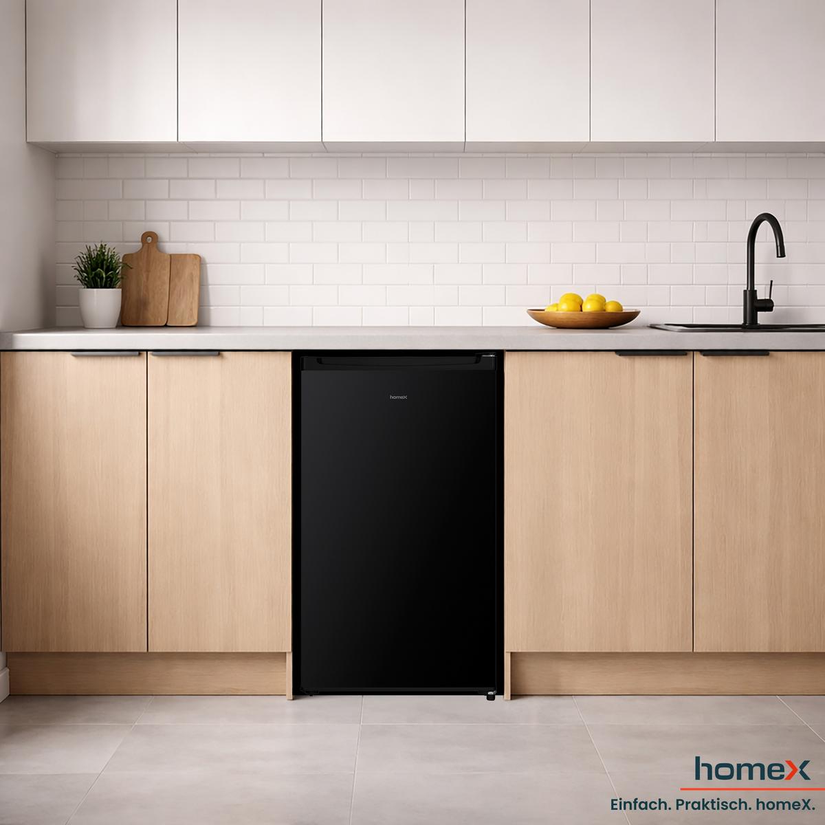 KÜHLSCHRANK CS0881-B ohne Gefrierfach klein - 90L Nutzinhalt, freistehend, kompakt, schwarz - Schwarz, Glas/Kunststoff (47.5/85/44.5cm) - homeX