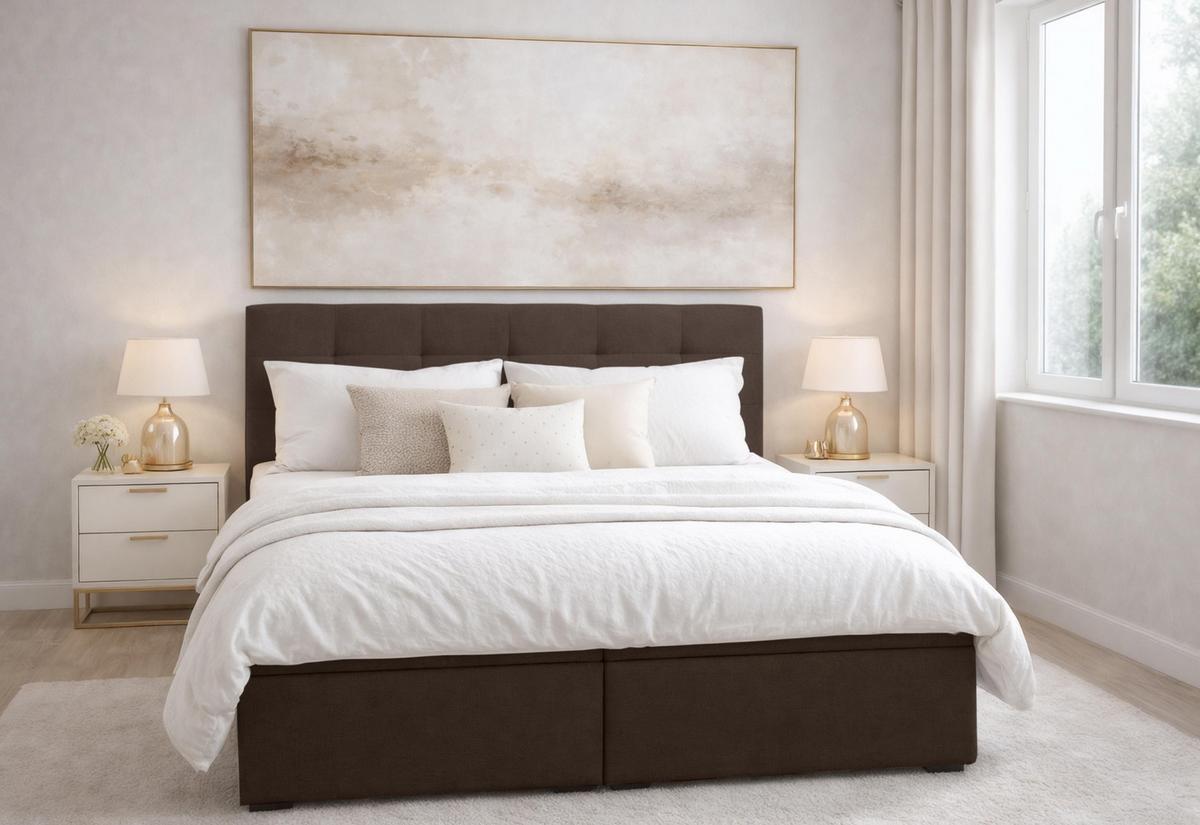 BOXBETT GALATA 140x200 cm mit Bettkasten und Matratze - Braun + TOPPER - Schwarz/Braun, Holz/Holzwerkstoff (140/200cm) - AX Living