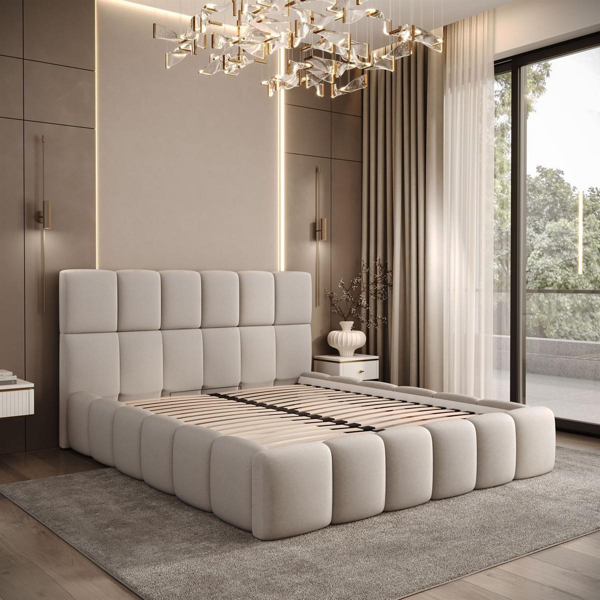 POLSTERBETT VENEZIA mit Bettkasten 120x200, Castel 04 - Ecru, Textil (120/200cm) - Lookway
