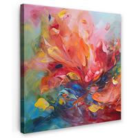 LEINWANDBILD Ölgemälde - Kunst - Abstrakt - Farbenfroh Deko Wohnzimmer 20x20 cm - Altrosa, Textil (20/20cm) - MuchoWow