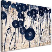 WANDBILD pusteblume auf alten brettern - Blau, Textil (60/40cm) - Feeby