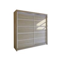 SCHWEBETÜRENSCHRANK Talin IV, mit RGB LED Beleuchtung - Silberfarben/Sonoma Eiche, Holzwerkstoff/Metall (180/215/58cm) - MIRJAN24