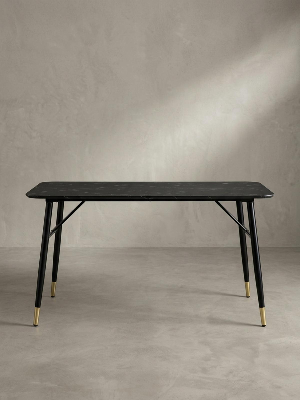 ESSTISCH Marmoroptik Metall Rechteckig Modern Klein, Schwarz 120x60x76 cm - Goldfarben/Schwarz, Holzwerkstoff/Metall (60/120/76cm) - KADIMA DESIGN
