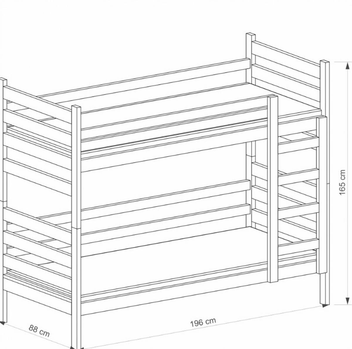 ETAGENBETT DRAKO mit Bettkasten 80x190 cm Kieferfarben - Kieferfarben, Holz (80/190cm) - MASSENO