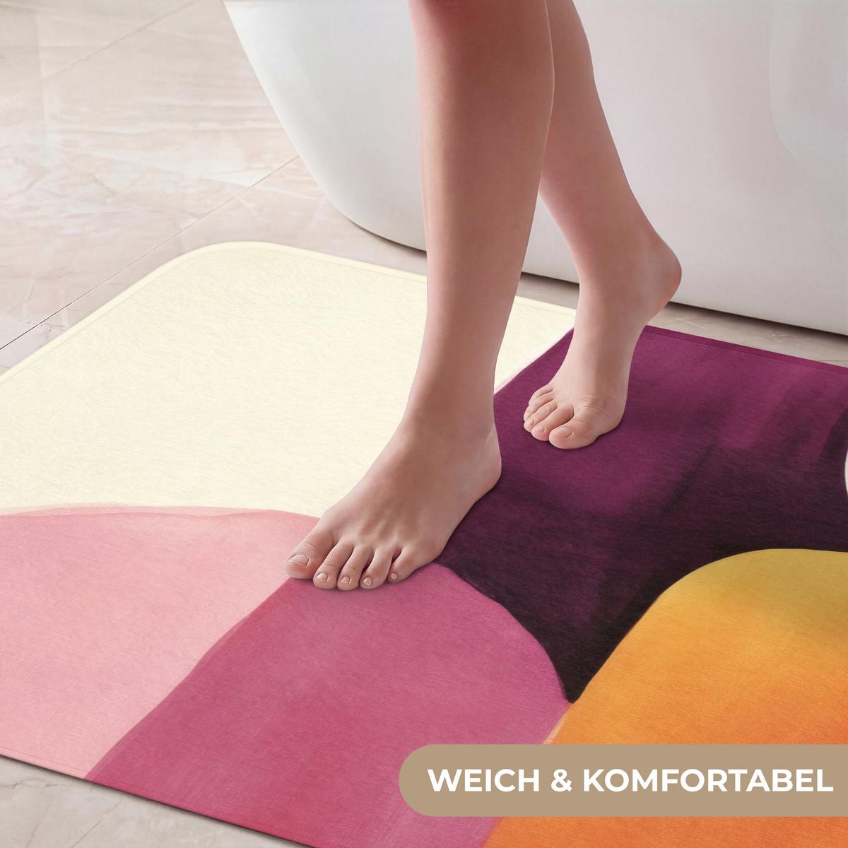BADEMATTE Formen - Abstrakt - Farbenfroh 60x90 cm - Terracotta, Textil (60/90cm) - OnlyWow
