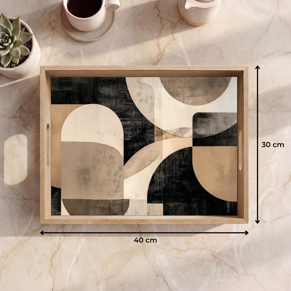 TABLETT Abstrakt - Formen - Modern - Beige 40x30 cm - Beige, Holz (40/5/5cm) - OnlyWow