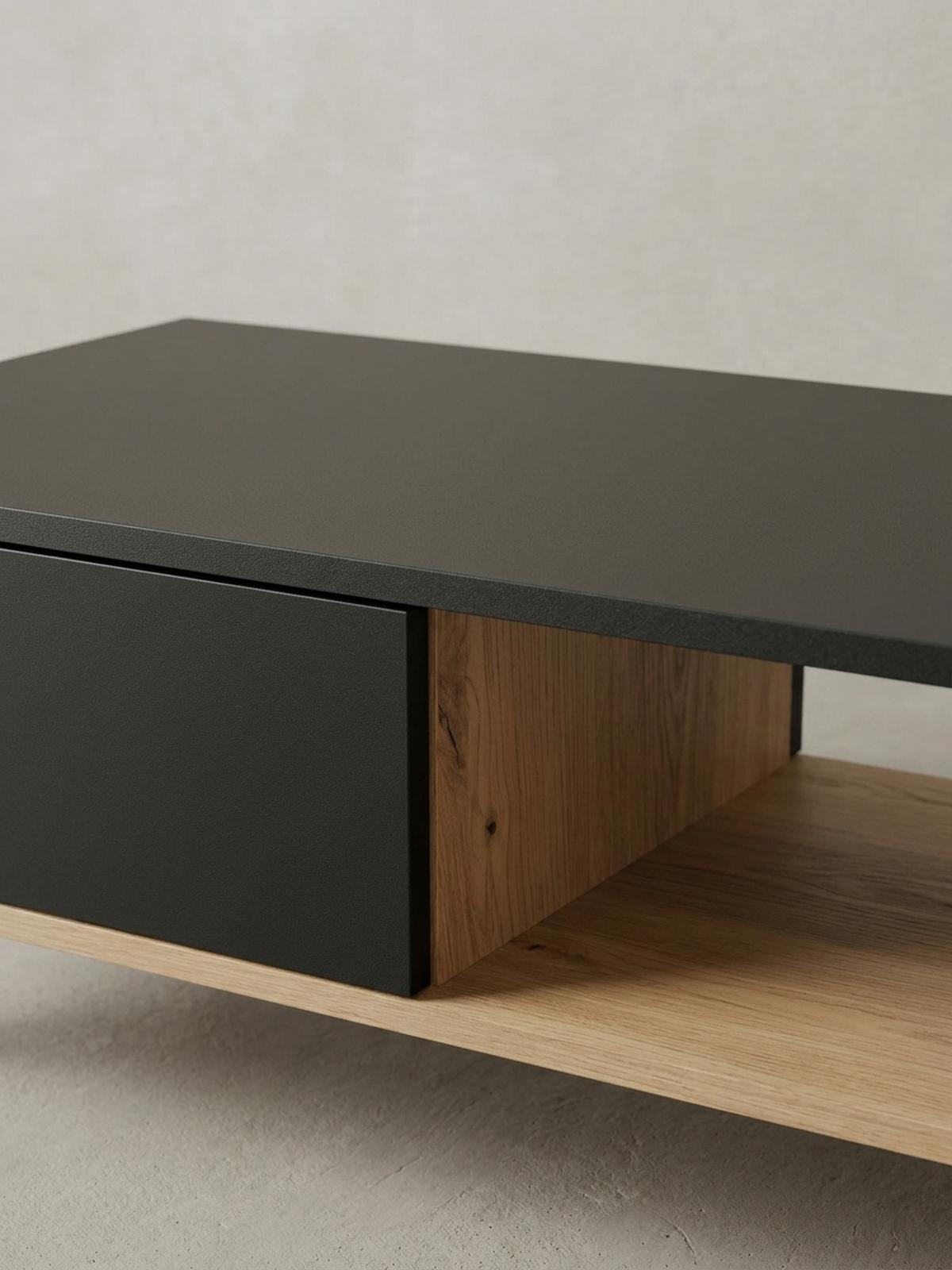 COUCHTISCH Eiche-Dekor Schwarz mit Stauraum, Wasserabweisend, 110x60x38 cm - Schwarz/Braun, Holz/Metall (60/110/38cm) - KADIMA DESIGN