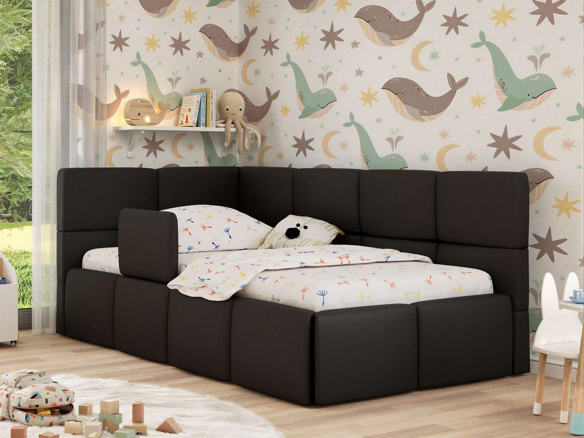 POLSTERBETT ARVO ALTA 90/200 - Schwarz Kunstleder - Ohne Matratze - Links - Schwarz, Textil (90/200cm) - MKS